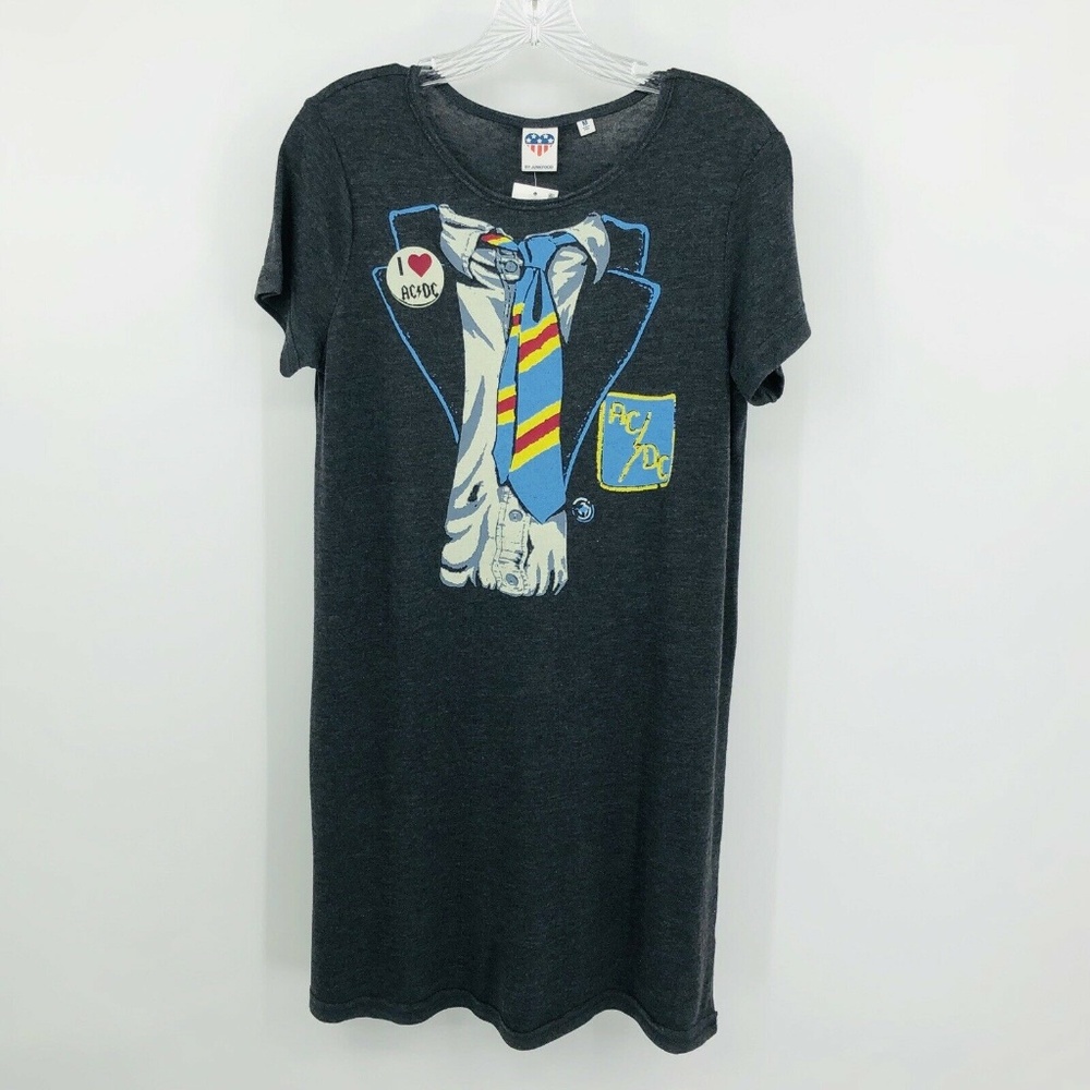 AC/DC Tie Graphic Tee T-Shirt Dress Womens Medium